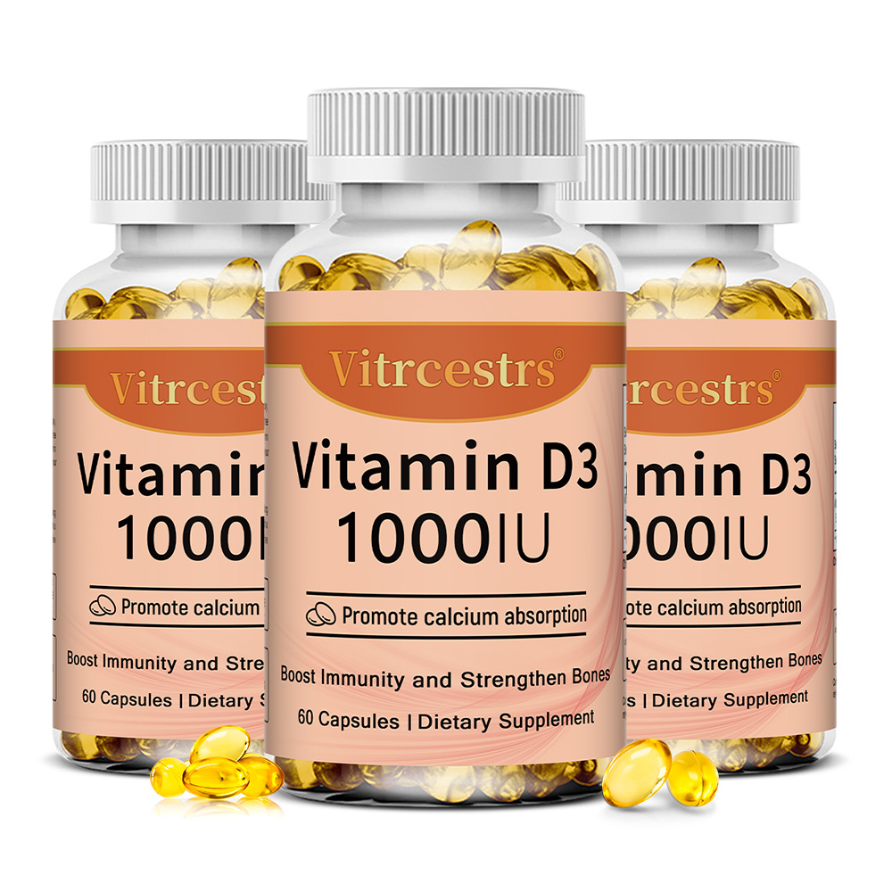 Health Wellness Vitamins - Capsules de vitamine D3 1000 UI,