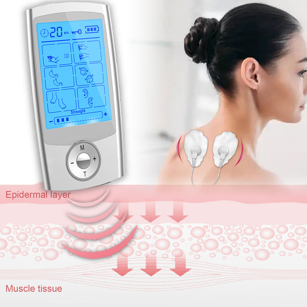 Tens Pain Relief Unit - Stimulateur musculaire TENS/EMS, 20 niveaux d'intensité,