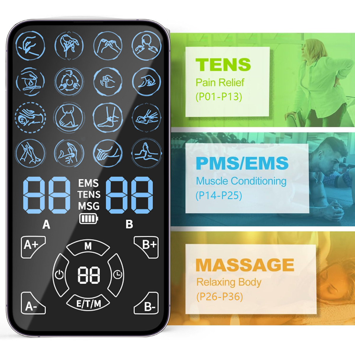Tens Pain Relief Unit - Appareil de massage TENS/EMS pour soulager