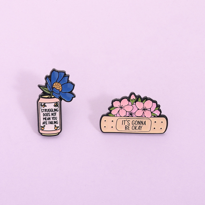 Health Wellness Quotes - Lot de 2 épingles en émail