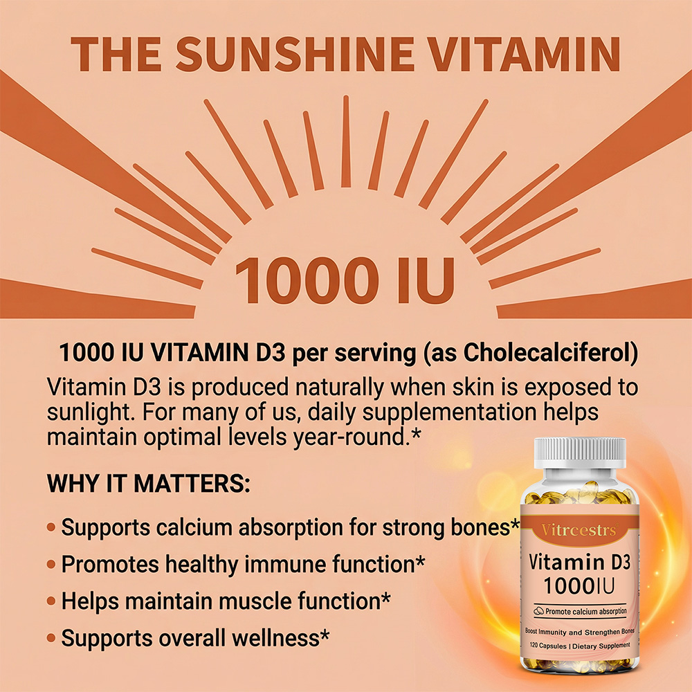 Capsules de vitamine D3 1000 U - Health Wellness Vitamins avis et prix